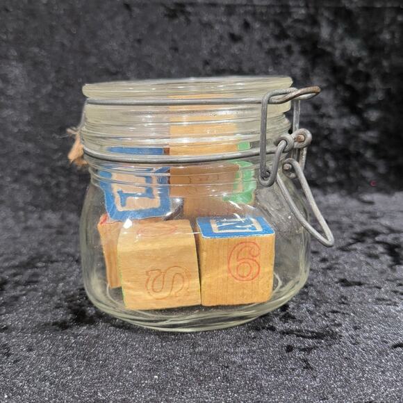 Vintage Wood Blocks in Glass Jar | Toys & Collectibles | Italian Glass - Picture 4 of 6